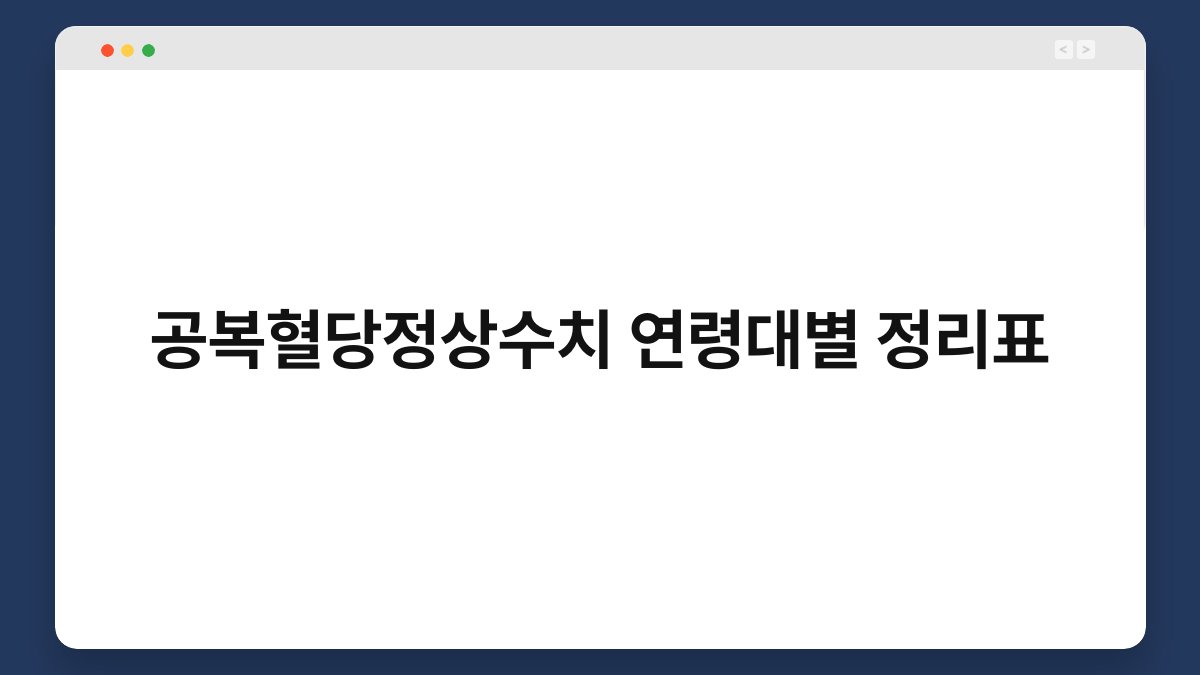 공복혈당정상수치 연령대별 정리표