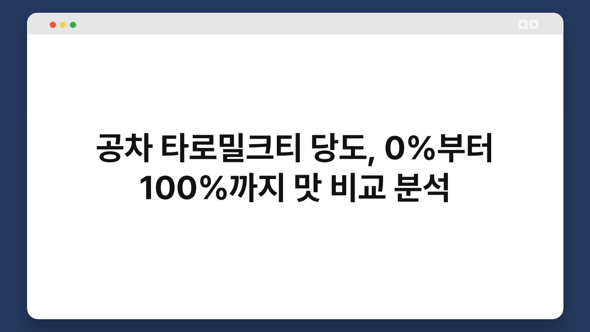 공차 타로밀크티 당도, 0%부터 100%까지 맛 비교 분석