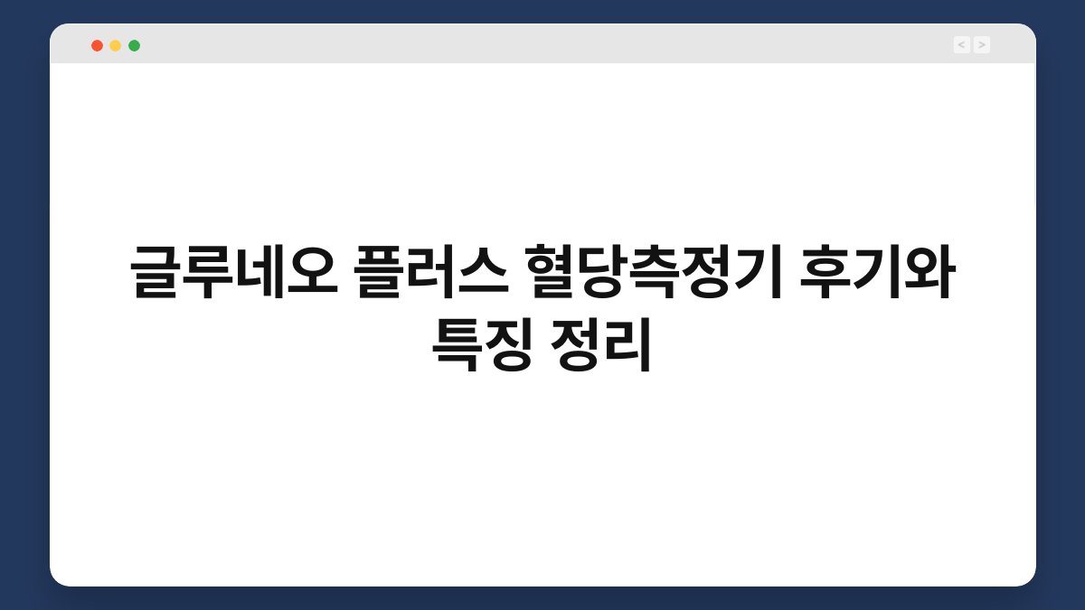 글루네오 플러스 혈당측정기 후기와 특징 정리