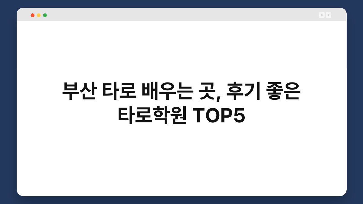 부산 타로 배우는 곳, 후기 좋은 타로학원 TOP5