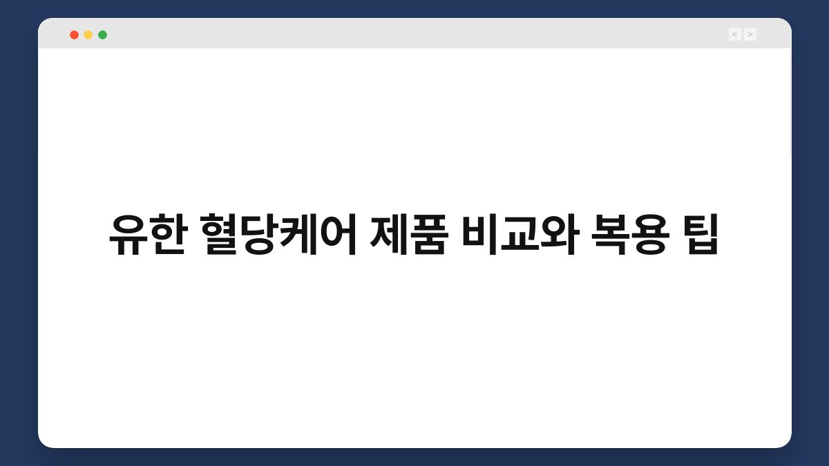 유한 혈당케어 제품 비교와 복용 팁