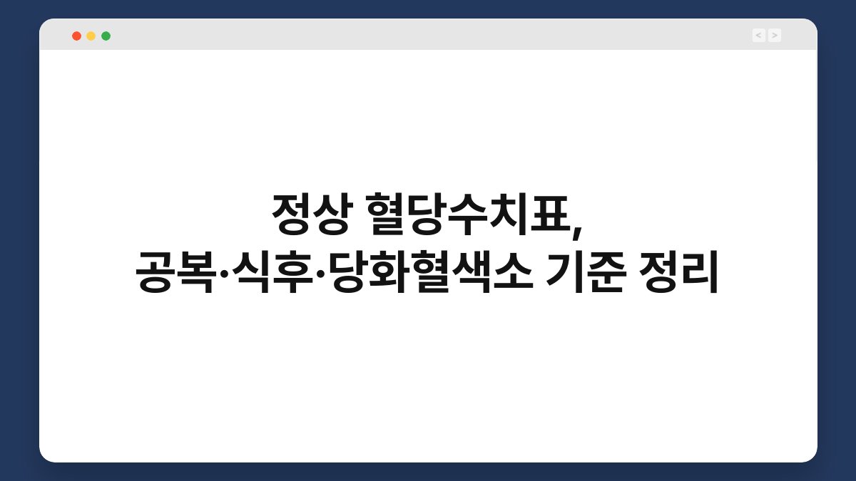 정상 혈당수치표, 공복·식후·당화혈색소 기준 정리