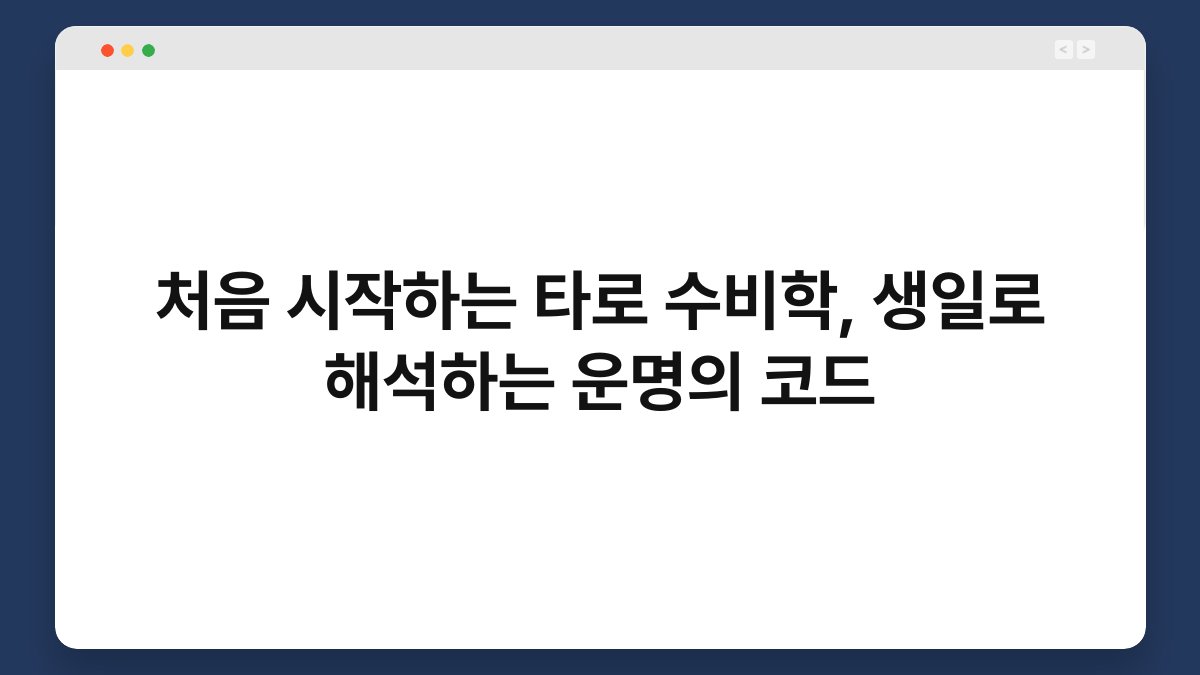 처음 시작하는 타로 수비학, 생일로 해석하는 운명의 코드