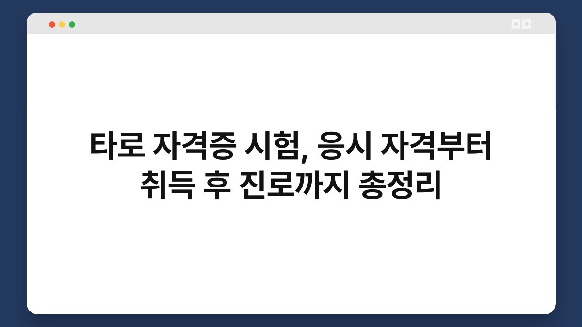 타로 자격증 시험, 응시 자격부터 취득 후 진로까지 총정리