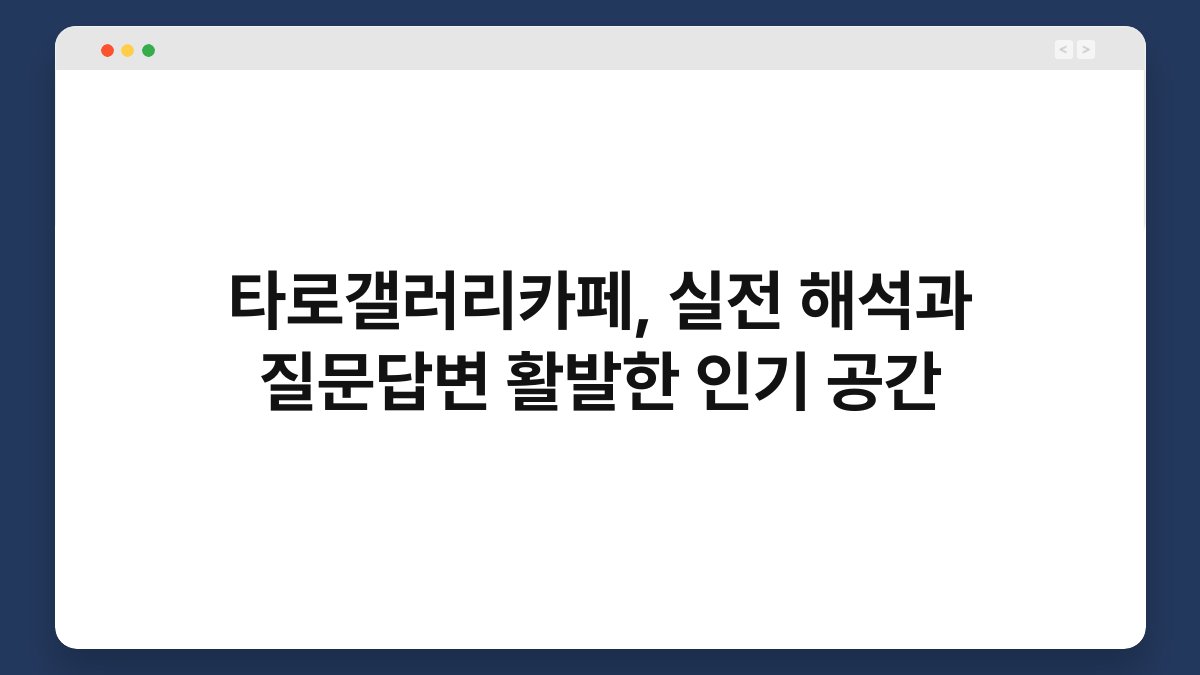 타로갤러리카페, 실전 해석과 질문답변 활발한 인기 공간