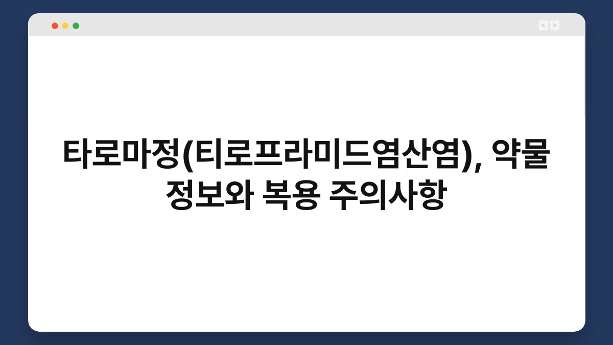 타로마정(티로프라미드염산염), 약물 정보와 복용 주의사항
