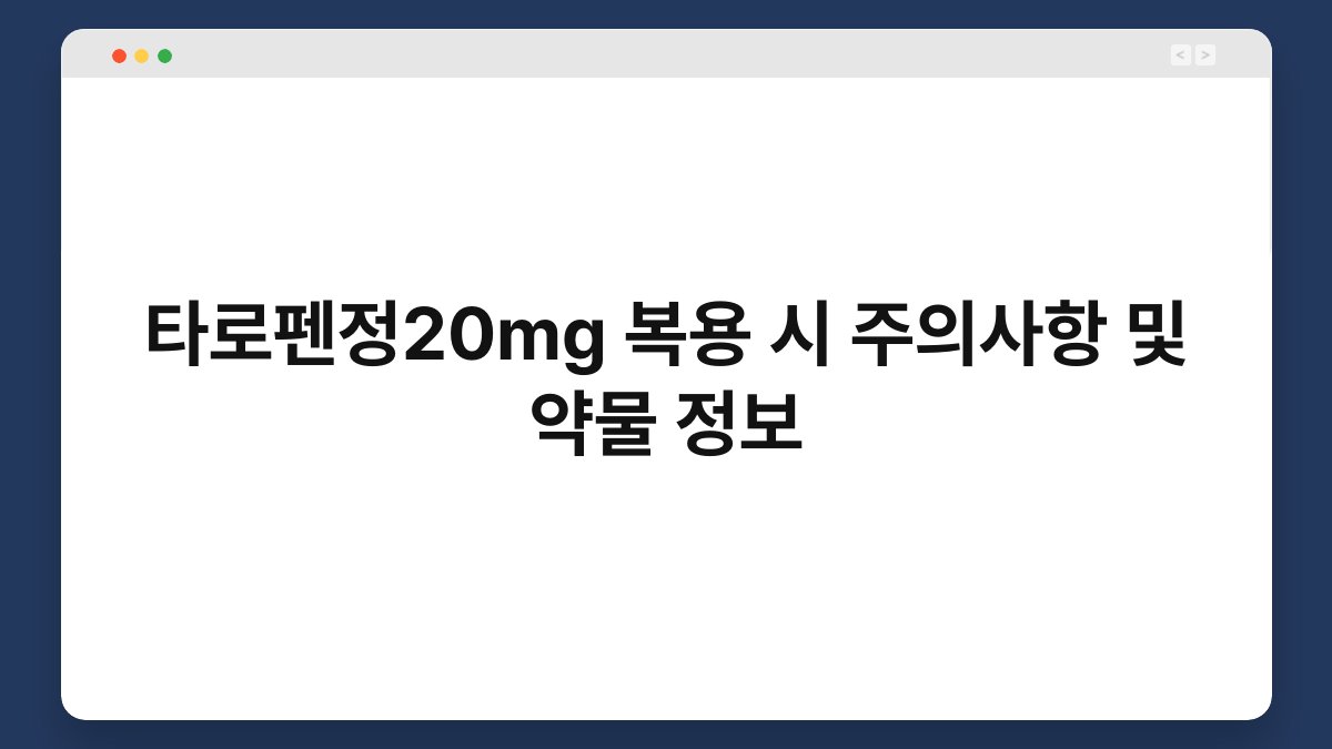 타로펜정20mg 복용 시 주의사항 및 약물 정보
