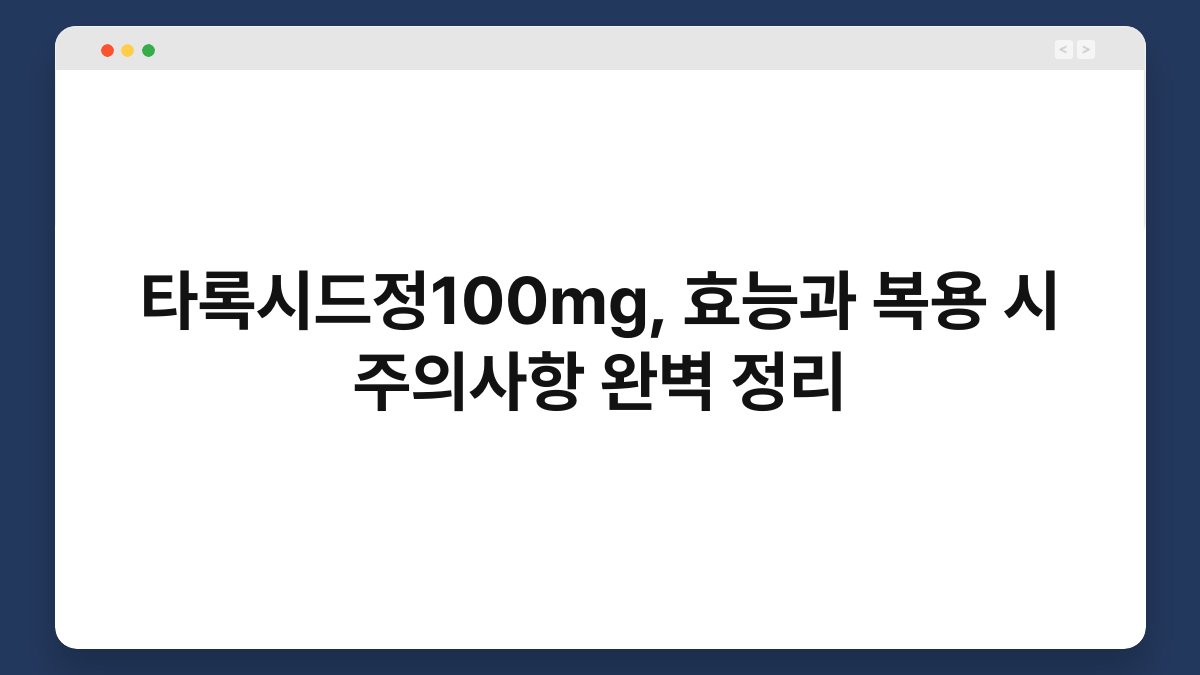 타록시드정100mg, 효능과 복용 시 주의사항 완벽 정리