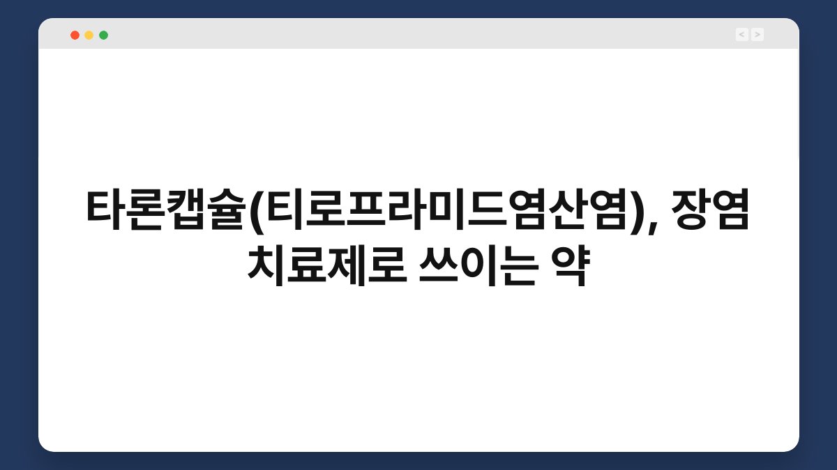타론캡슐(티로프라미드염산염), 장염 치료제로 쓰이는 약