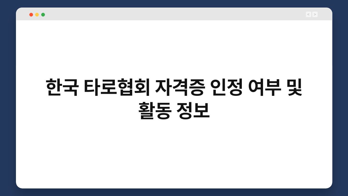 한국 타로협회 자격증 인정 여부 및 활동 정보