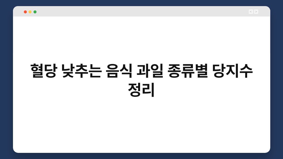 혈당 낮추는 음식 과일 종류별 당지수 정리