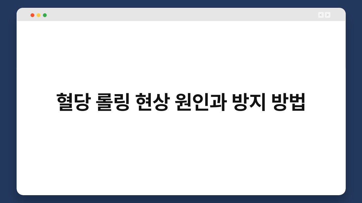 혈당 롤링 현상 원인과 방지 방법