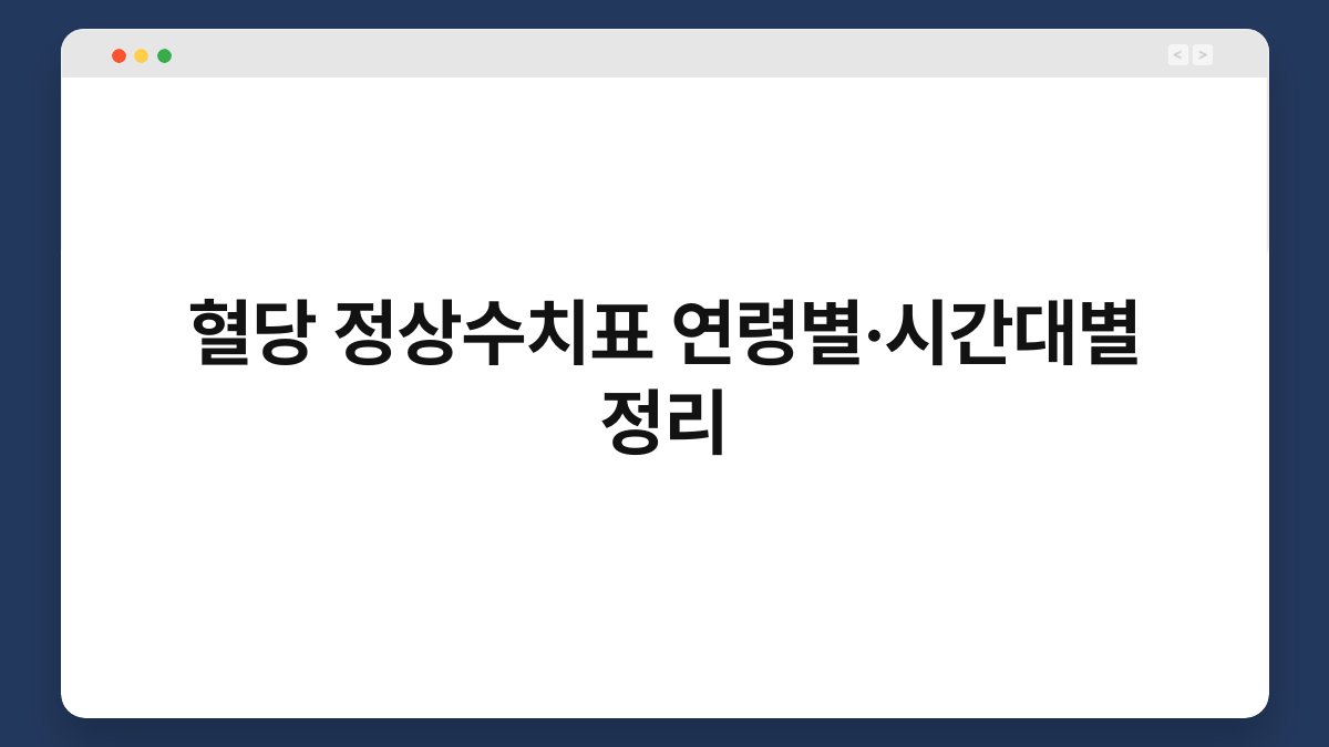혈당 정상수치표 연령별·시간대별 정리