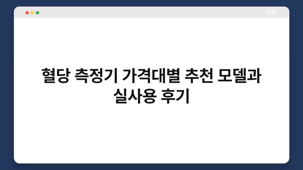 혈당 측정기 가격대별 추천 모델과 실사용 후기