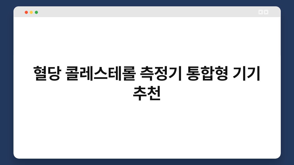 혈당 콜레스테롤 측정기 통합형 기기 추천