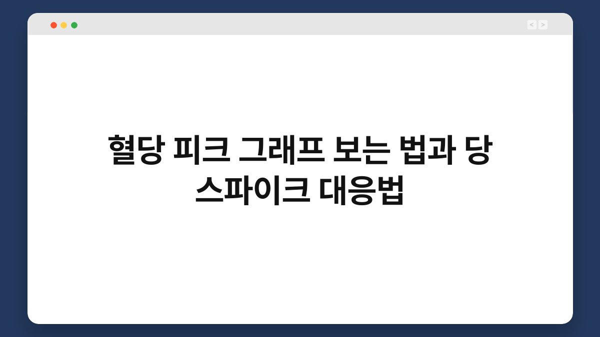 혈당 피크 그래프 보는 법과 당 스파이크 대응법