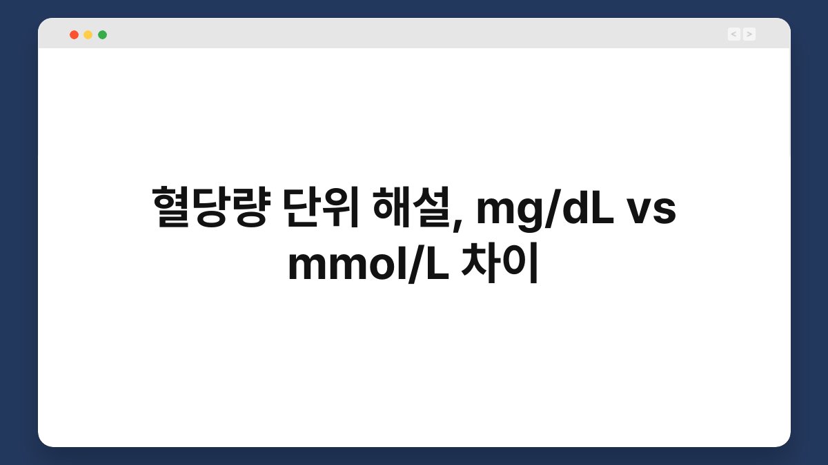 혈당량 단위 해설, mg/dL vs mmol/L 차이