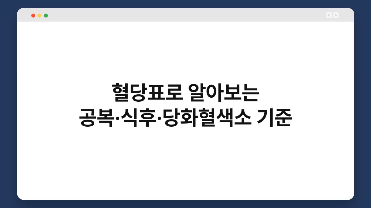 혈당표로 알아보는 공복·식후·당화혈색소 기준